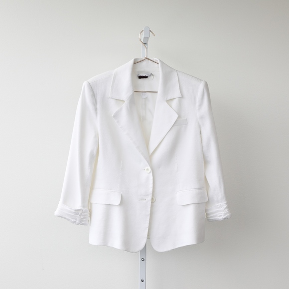 Alice + Olivia Jackets & Blazers - Alice + Olivia White Billy Boy Scrunch Sleeve Line